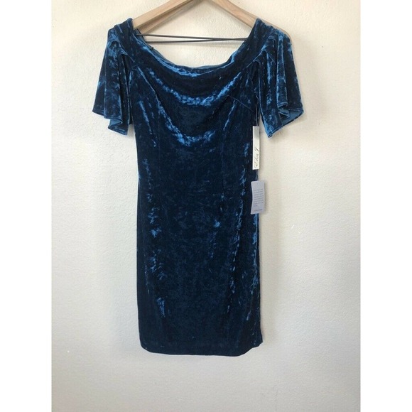 Eliza J Off The Shoulder Velvet Dress Size 2 - Picture 3 of 12